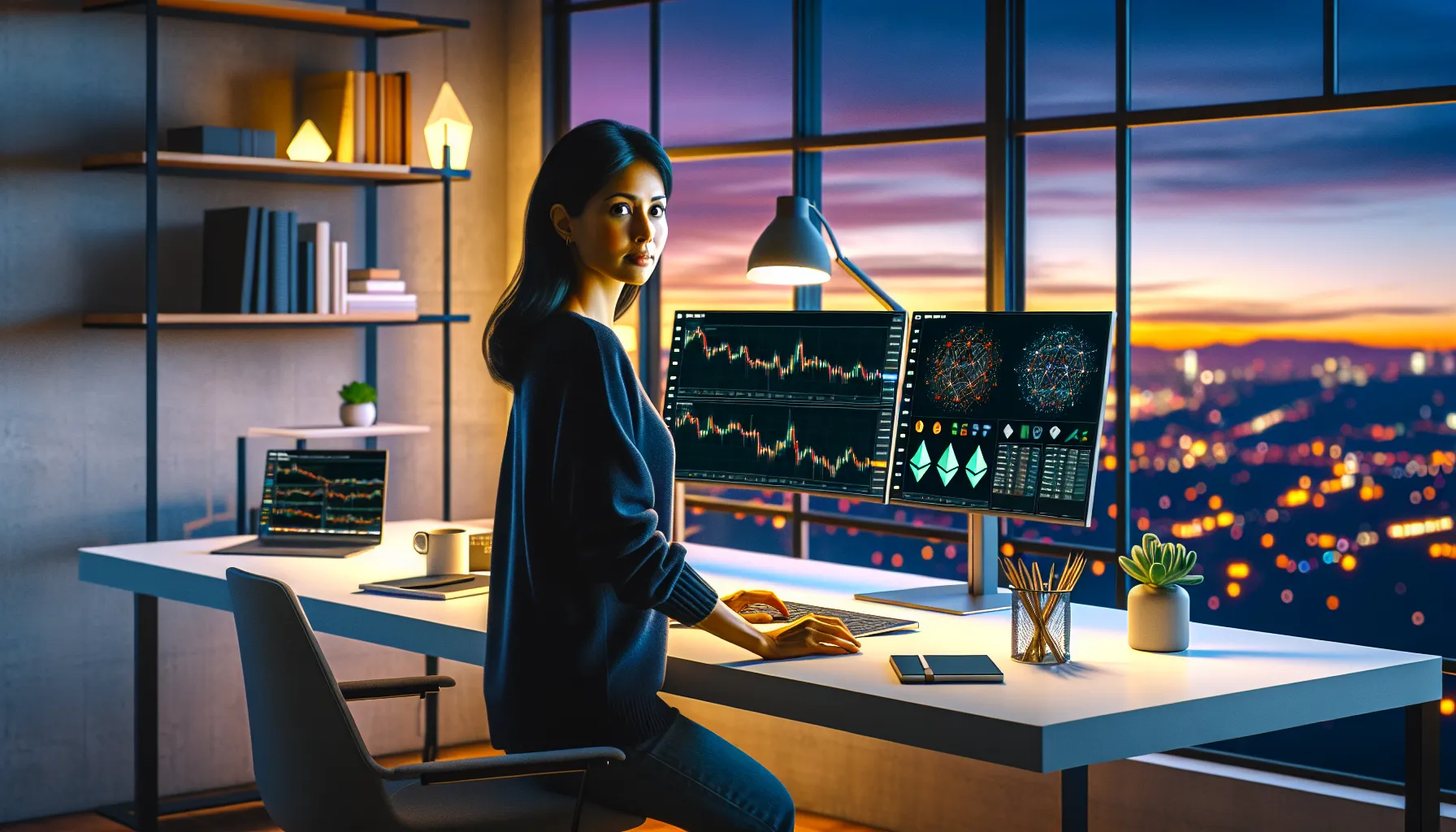 professional-managing-multi-chain-cryptocurrency-portfolio-on-dual-monitors-with-hardware-wallet-at